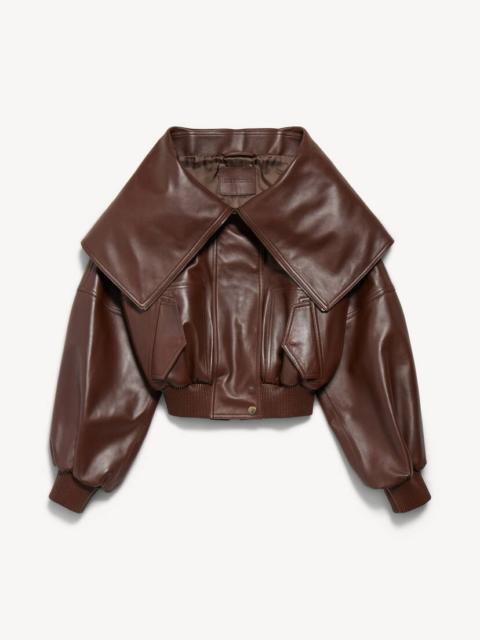BALENCIAGA Women's Wrap Collar Blouson in Dark Brown