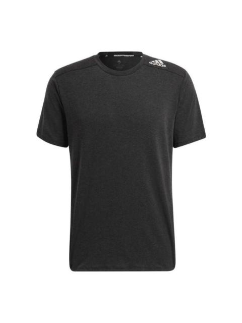 Men's adidas Sports Gym Round Neck Short Sleeve Black T-Shirt HB9204