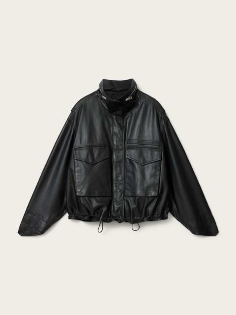 ALLSAINTS CLAY CROPPED LEATHER JACKET