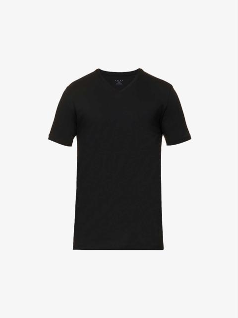 Regular-fit V-neck stretch-cotton T-shirt