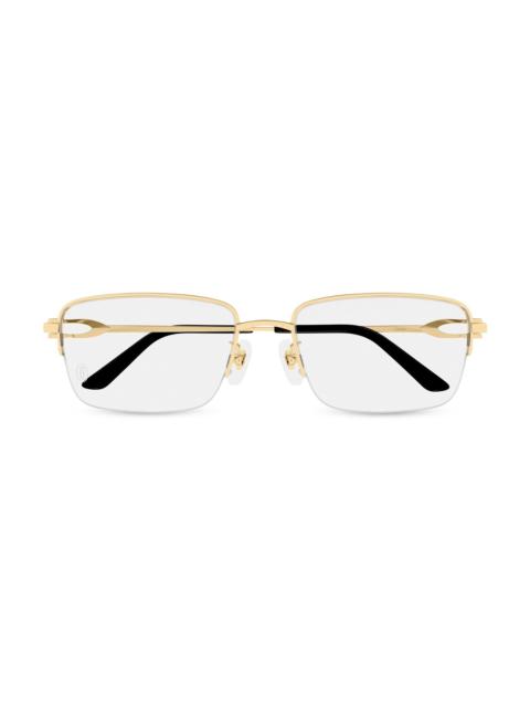 Cartier Men's C Décor 24K-Gold-Plated Rectangular Optical Glasses - Gold Clear