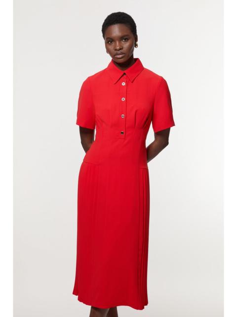 KAREN MILLEN Tailored Crepe Pleated Panelled Shirt Dress