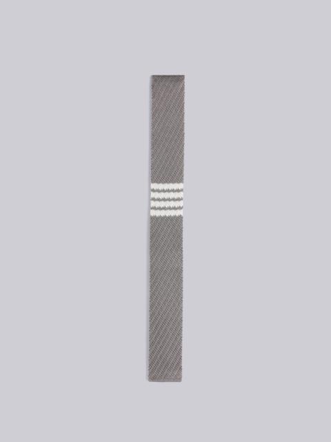 Thom Browne Light Grey Silk Knit 4-Bar Tie