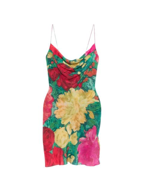 Balmain floral-print cowl-neck mini dress