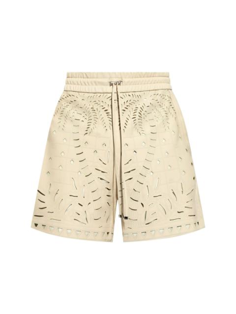 cut-out detailed leather shorts