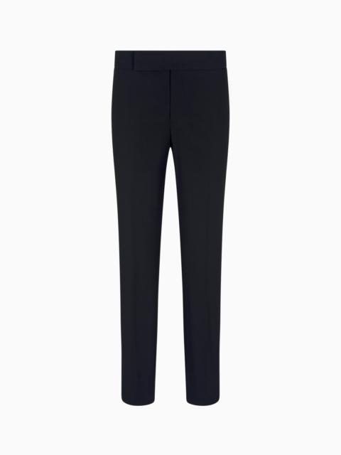 GIORGIO ARMANI VIRGIN WOOL CRÊPE FLAT-FRONT TROUSERS