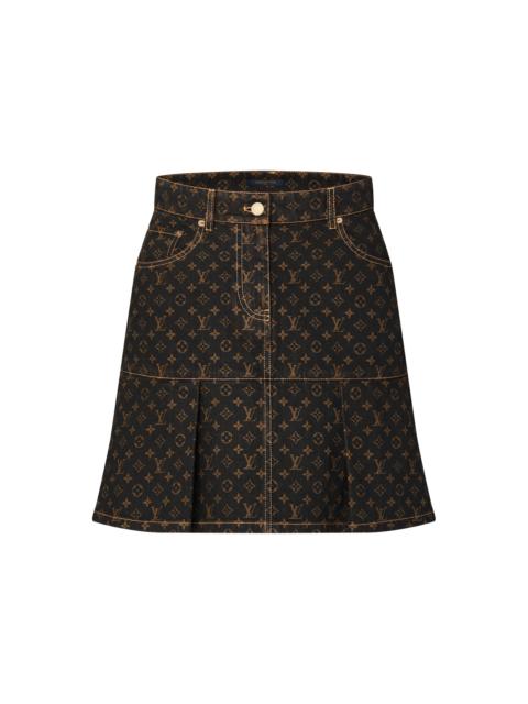Louis Vuitton Monogram Denim Pleat Skirt