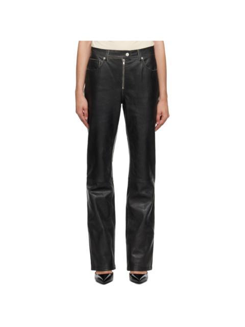 Black 5-Pocket Leather Pants