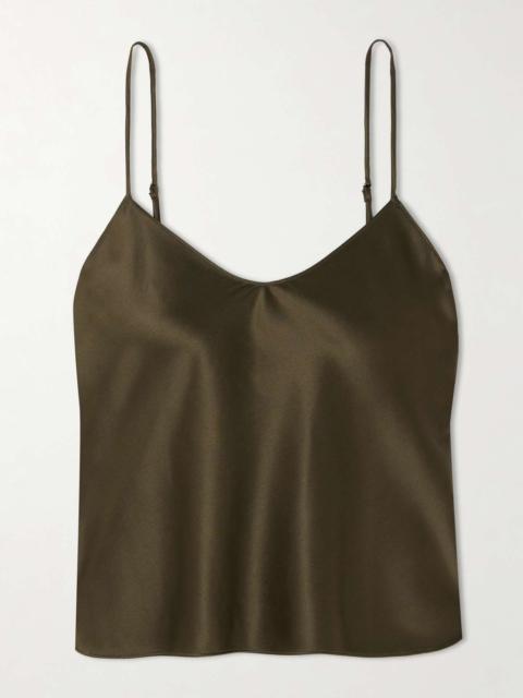 ÉTERNE Mila silk-blend satin camisole Army green