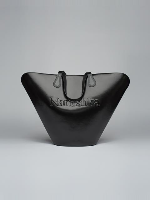Nanushka JUNO LARGE - Patent vegan leather tote - Black