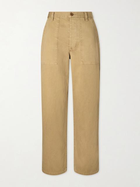 NILI LOTAN Earl Herringbone Cotton Straight-leg Pants