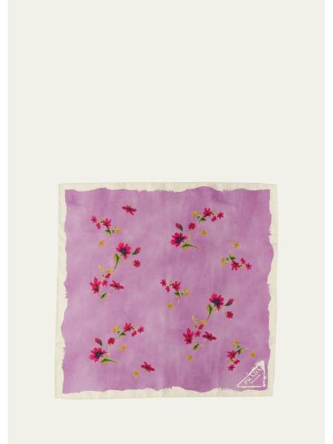 Prada Flower-Print Silk Twill Scarf