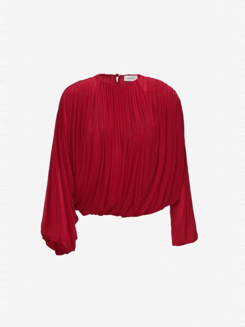 MAGDA BUTRYM Cupro bubble blouse in red