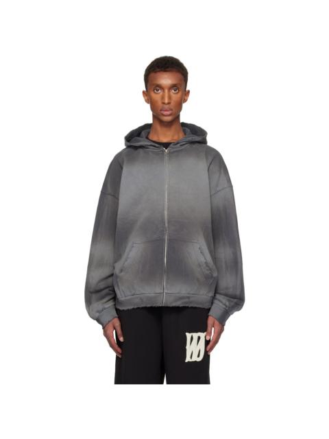 Gray Distressed Zip-up Hoodie