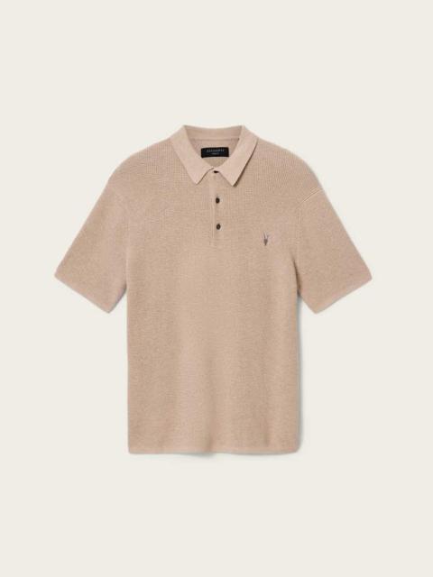 ALLSAINTS ASPEN WAFFLE TEXTURE RAMSKULL POLO SHIRT