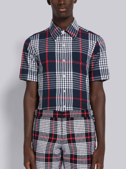 HAIRLINE CHECK MADRAS STRAIGHT FIT SHORT SLEEVE SHIRT