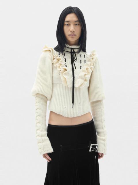 Ann Demeulemeester Liva Cable Knit Plastron Fitted Sweater