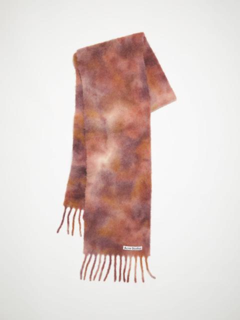 Wool mohair tie-dye scarf - Burgundy red/mauve pink