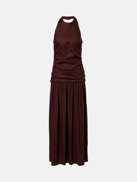 FAITHFULL Tali halterneck linen maxi dress