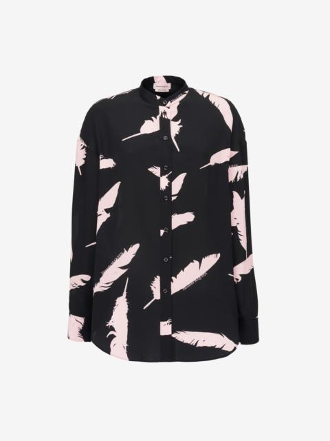 Alexander McQueen Women's Feather Cocoon Sleeve Shirt in Black/pink
