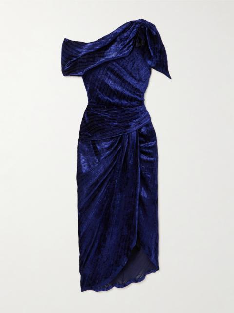 Isabel Marant Cyane Asymmetric Ruched Devoré-velvet Midi Dress
