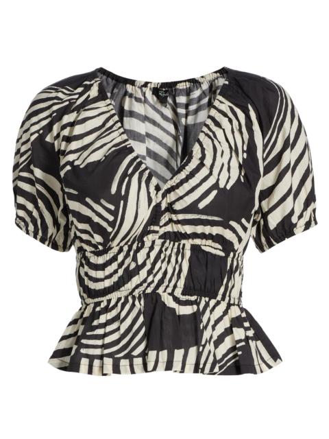 Rails Women's Argenta Printed Cotton Peplum Top - Onyx Waves