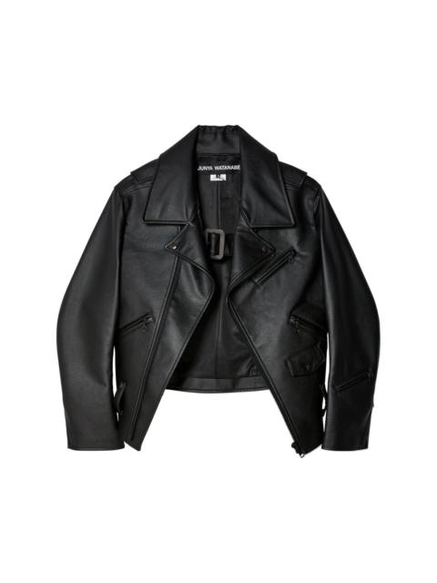buckle-fastened faux-leather biker jacket
