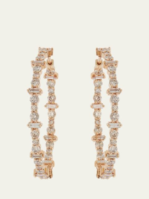 Champagne Diamond Inside Out Hoop Earrings in 18K Yellow Gold