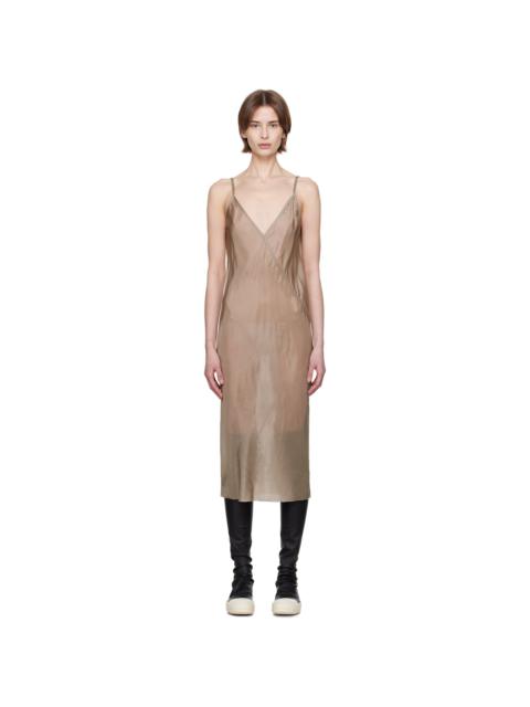 Rick Owens Taupe Hollywood Slip Midi Dress