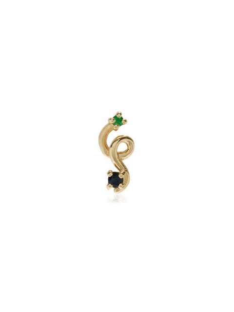 BEA BONGIASCA Mini Loop 9K Yellow Gold Tsavorite, Sapphire Single Earring gold