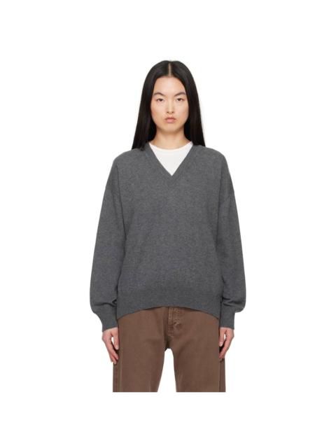 &DAUGHTER Gray Tahra Cashmere V-Neck Sweater
