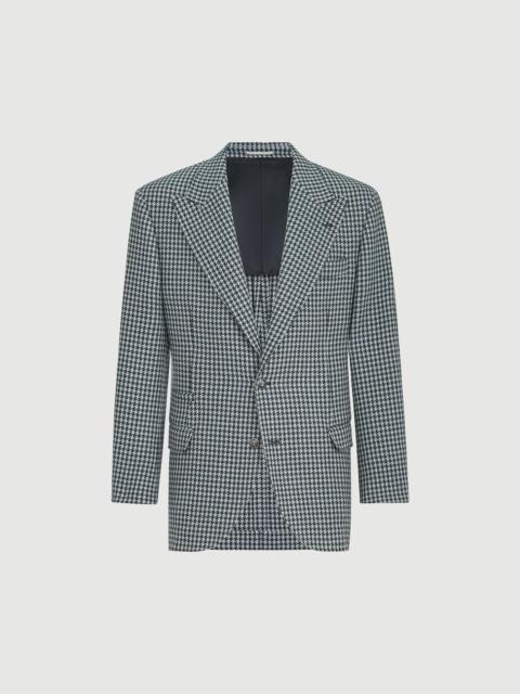 Brunello Cucinelli Cashmere macro houndstooth Tailor blazer with peak lapels and metal buttons