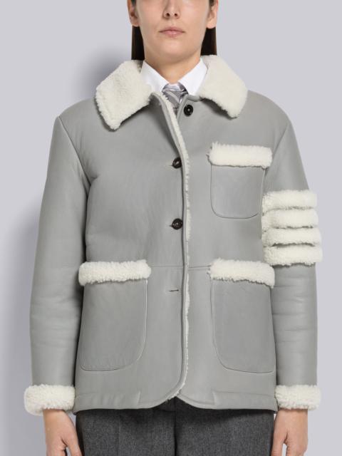 Thom Browne Reversed Shearling 4-Bar Round Collar Jacket