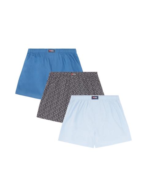 Diesel THREE-PACK COTTON BOXERS SOLID AND ALL-OVER DSL PRINT