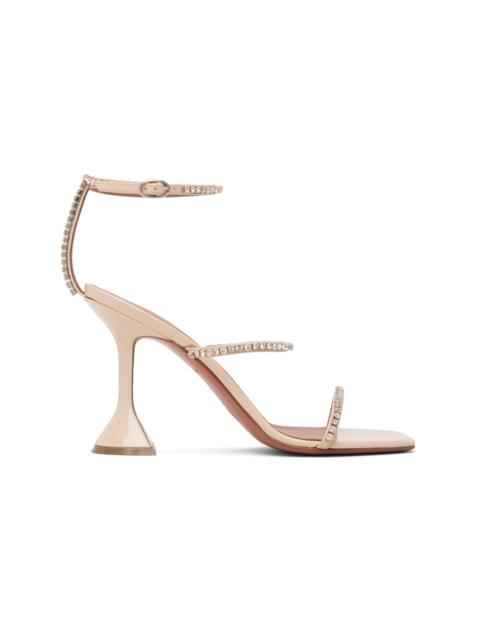 Amina Muaddi Beige Gilda 95 Heeled Sandals