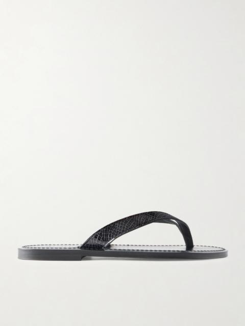 K.JACQUES Torino Snake-effect Leather Thong Sandals