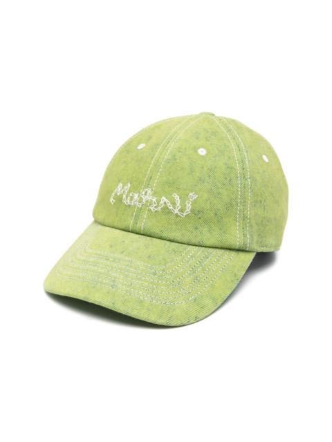 Marni logo-embroidered denim hat