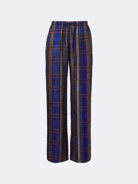 ASCENO Aurelia plaid silk twill wide-leg pants