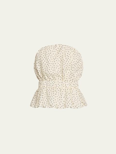 AEXAE Strapless Polka Dot Linen Top