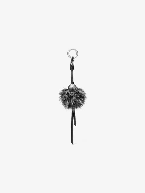 MICHAEL KORS Silver-Tone Bead and Faux Fur Bag Charm