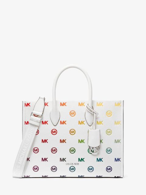MICHAEL KORS Mirella Medium Rainbow Logo Embossed Tote Bag