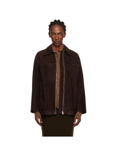 NOUR HAMMOUR Brown Layne Sleek Suede Jacket
