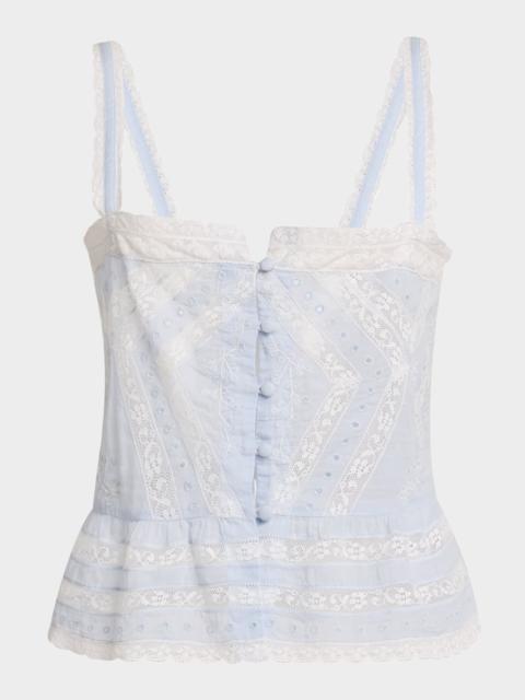 LoveShackFancy Pruitt Cotton Embroidered Top