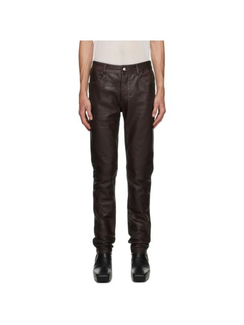Rick Owens Brown Easy Strobe Leather Cargo Pants