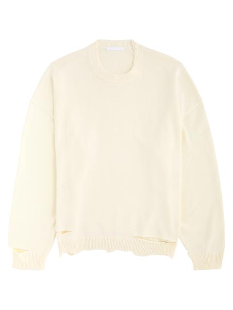 Distressed cotton-blend jumper