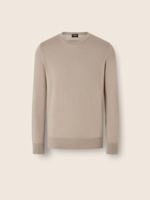 ZEGNA LIGHT TAUPE MÉLANGE CASHSETA CREWNECK
