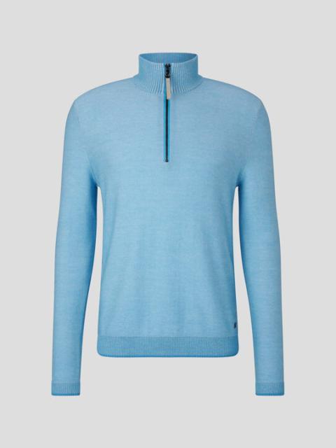 BOGNER Lias half-zippered sweater in Ice blue