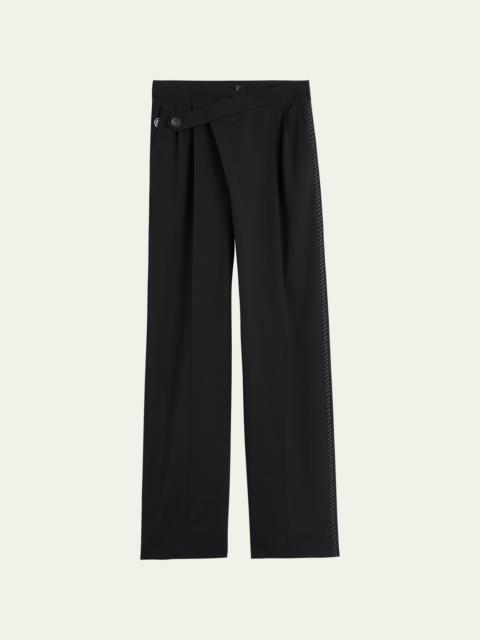PETER DO Men's Pleated Pants with Wrap Closure