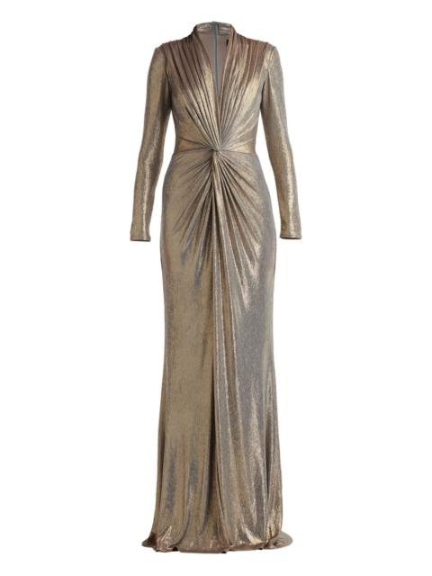 TADASHI SHOJI pleated knot-front maxi dress