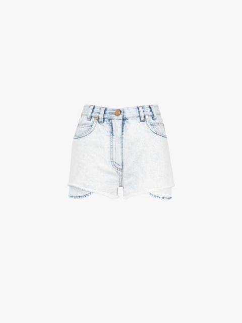 Balmain HIGH SUMMER CAPSULE- Light blue denim high-waisted shorts